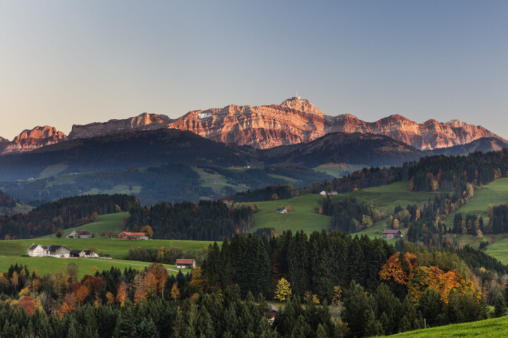 Alpstein, Appenzell, Appenzell Ausserrohden, Autumn, Berg, Fall, Herbst, Ostschweiz, Schweiz, Streusiedlung, Suisse, Switzerland, Säntis, Säntisbahn, Säntisbahn Säntis, Waldstatt