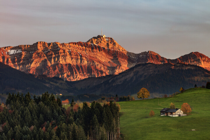 Alpstein, Appenzell, Appenzell Ausserrohden, Autumn, Berg, Fall, Herbst, Ostschweiz, Schweiz, Streusiedlung, Suisse, Switzerland, Säntis, Säntisbahn, Säntisbahn Säntis, Waldstatt