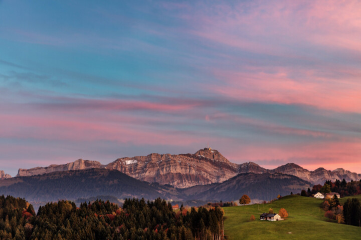 Alpstein, Appenzell, Appenzell Ausserrohden, Autumn, Berg, Fall, Herbst, Ostschweiz, Schweiz, Streusiedlung, Suisse, Switzerland, Säntis, Säntisbahn, Säntisbahn Säntis, Waldstatt