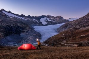 Alpen, Alpenpass, Berge, Bergmassiv, Furka, Furkapass, Gletscher, Goms, Landschaft und Natur, Oberwallis, Orte, Rohnegletscher, Schweiz, Suisse, Switzerland, Vallais, Verschiedenes, Wallis, Zelt