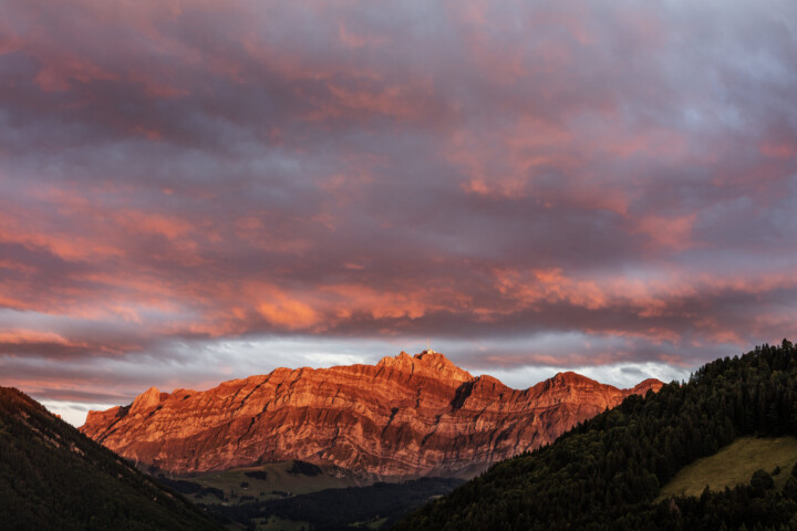 Abend, Appenzell, Appenzell Ausserrohden, Autumn, Berg, Bergmassiv, Clouds, Fall, Feuerhimmel, Herbst, Lichtsimmung, Suisse, Switzerland, Säntis, Urnäsch, Wetter, Wolken, dramatische Licht