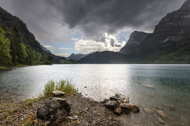 Alp, Berg, Berge, Bergmassiv, Gewitter, Glarus, Klöntalerseee, Regen, Schweiz, See, Sommer, Suisse, Switzerland, Thunderstorm, Wetter, summer