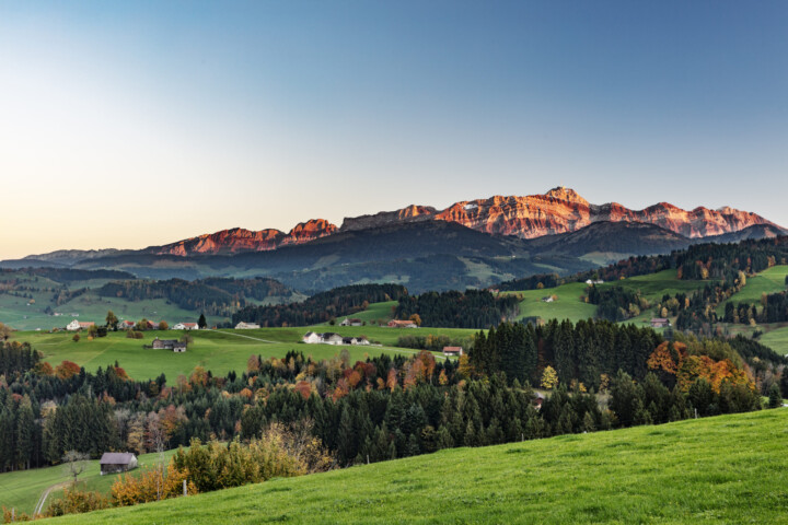 Alpstein, Appenzell, Appenzell Ausserrohden, Autumn, Berg, Fall, Herbst, Ostschweiz, Schweiz, Streusiedlung, Suisse, Switzerland, Säntis, Säntisbahn, Säntisbahn Säntis, Waldstatt