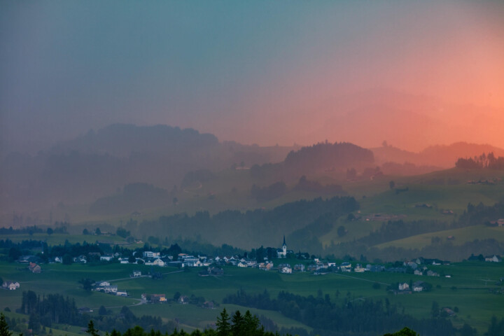 Abend, Abendrot, Appenzell, Appenzell Ausserrohden, Aussicht, Bühler, Dorf, Gewitter, Hügel, Ostschweiz, Schweiz, Sommer, Stein, Suisse, Switzerland, Thunderstorm, Tourismus, Wetter, summer