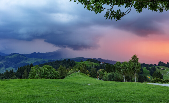 Abend, Abendrot, Appenzell, Appenzell Ausserrohden, Aussicht, Bühler, Gewitter, Hügel, Ostschweiz, Schweiz, Sommer, Suisse, Switzerland, Thunderstorm, Tourismus, Wetter, summer