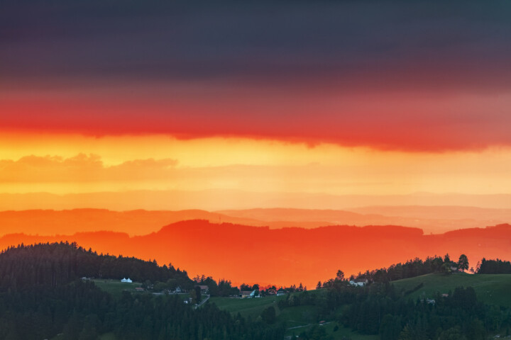 Abend, Abendrot, Appenzell, Appenzell Ausserrohden, Aussicht, Bühler, Gewitter, Hügel, Ostschweiz, Schweiz, Sommer, Suisse, Switzerland, Thunderstorm, Tourismus, Wetter, summer