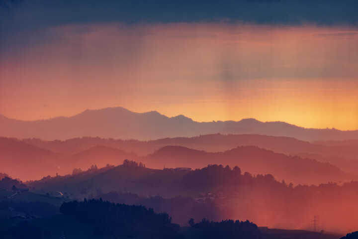 Abend, Abendrot, Appenzell, Appenzell Ausserrohden, Bühler, Clouds, Feuerhimmel, Gewitter, Lichtsimmung, Ostschweiz, Regen, Schweiz, Sommer, Suisse, Switzerland, Thunderstorm, Wetter, Wolken, dramatische Licht, summer